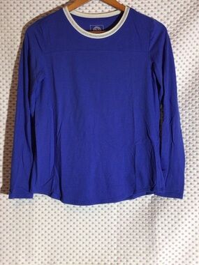 SO Royal Blue Long-Sleeve Crewneck Top with White Trim